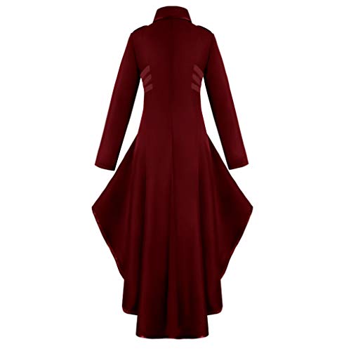 DONTAL Women Gothic Steampunk Button Lace Corset Halloween Costume Coat Tailcoat Jacket Red - Thumbnail 2