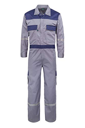 Kolossus Deluxe Long Sleeve 100% Cotton Coverall with Oversized Pockets and Enhanced Visibility. (XX-Large, Gray)