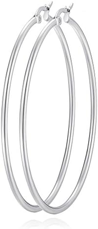 Big Hoop Earrings, 18K Gold Plated Rose Gold Plated Stainless Steel Hoop Earrings for Women Girls