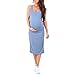 Women's Side Ruched Tank Maternity Dress - Made in USA Slate Blue