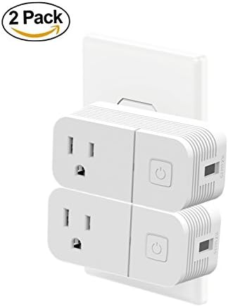 Mini Smart Wifi Plug (2-Pack),Greewo Wifi Outlet ,Work with Amazon Alexa &amp; Google Home, APP Control from Anywhere,Timing Switch with USB Port