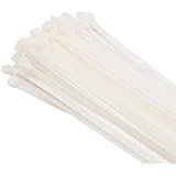 GocabletiesWhite Cable Ties, 200mm x 2.5mm, Bulk Pack of 1000, 8” Premium Nylon Zip Ties Clear/Natural, Plastic Tie Wraps, Secure Self-Locking Mechanism, for Home, Garden, Office and DIY