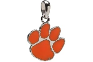 STONE ARMORY Clemson University Charm | Stainless Steel Clemson Jewelry | Orange Tiger Paw Pendant | Officially Licensed by Clemson University | Clemson Gifts | Fits Most Popular Charm Bracelets or Necklaces