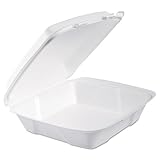 Dart 90HT1R Foam Hinged Lid Containers, 9.375 X 9.375 X 3, White, 200/carton