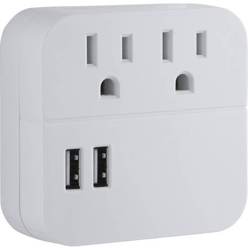 Jasco 38596 GE Pro Surge Protector Tap, 2 Outlets + 2 USB, 280J 1.0A, White