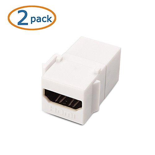HDMI Keystone Jack,IQIAN 2 Pack Female to Female Coupler Snap-in Insert Connectors Adapter for Wall Plate - White - Thumbnail 2