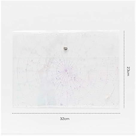 A4 Fantasy Star Storage Bag Bronze Laser Transparent Pocket PP File Bag Originality Folder School Stationery Support Kawaii (Color : White TOU Leishe)