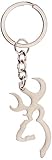Browning Buckmark Keychain (Silver Color, Zinc Alloy Construction, 1" Diameter Key Ring, Sold Individually)