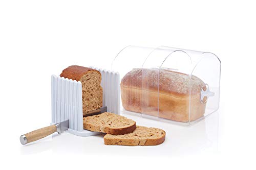Kitchen Craft Stay Fresh Expanding Bread Keeper - Bread Bin with Bread Slicer Guide, Plastic - Large