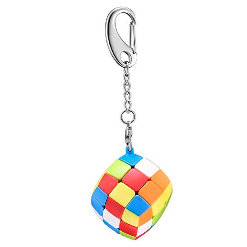 Speed Keychain Cube - Key Ring 3x3 Magic Cube Puzzle - Mini Toy Stickerless Toys Gifts Pocket Size for Kids