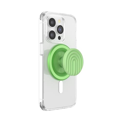 PopSockets Phone Grip for MagSafe with Kickstand, Magnetic Stand, Swappable Top, Secure Hold for iPhone MagSafe Cases, Phone & Tablet Grip - Curves Matcha Dew