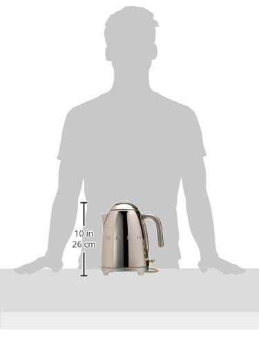 Hervidor de agua eléctrico SMEG estilo retro de los años 50 con apagado automático, base extraíble e indicador de agua, KLF03SSUS, acero inoxidable pulido