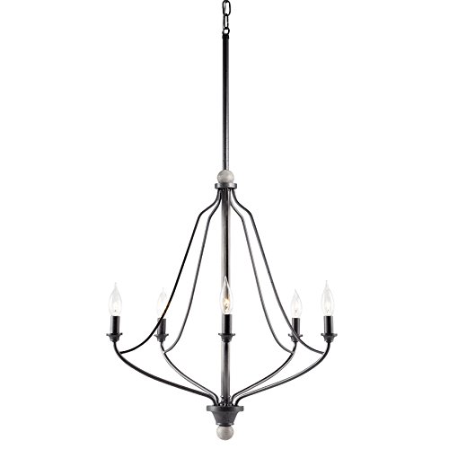 Carlotta 5-Light Anvil Iron and Driftwood Williamsburg Candle Chandelier 22.99-in