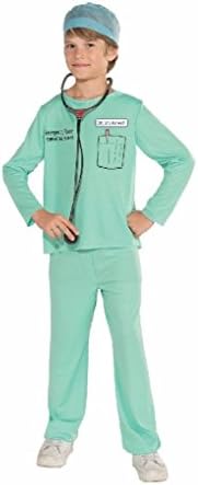 Ponce Childs Doctor Costume ER Surgeon Doctors Green Scrubs Stethoscope Boys Girls DR