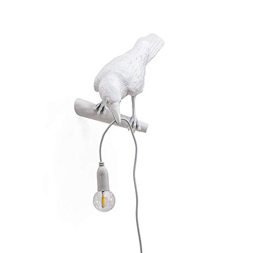 Lampada In Resina"Vogel Lamp" Cm.32,8X14,5 H.12,3 - Linker Kijkt White - Afbeelding 4