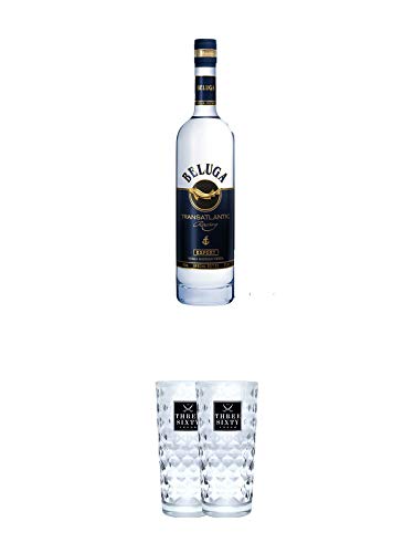 Beluga Transatlantic Vodka 0,7 Liter + Three Sixty Vodka Gläser 2 Stück