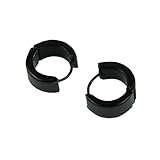 Voberry Men Women Unisex Black Hoop Huggie Earrings in Stainless Steel One Pair
