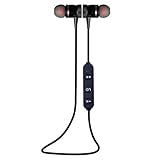 Metal Magnet Wireless Bluetooth Earphone Headset Headphone For Samsung Galaxy Note 8,iphone x/8,Tuscom,Earphone With 55Mah Rechargeable Lithium Battery (Black)