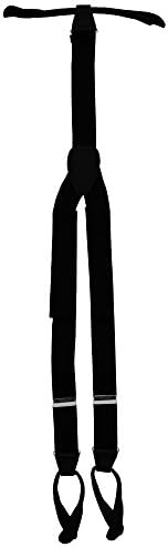 Black Y-back Style Silver Toned Metal Adjusters Elastic Button End Suspenders