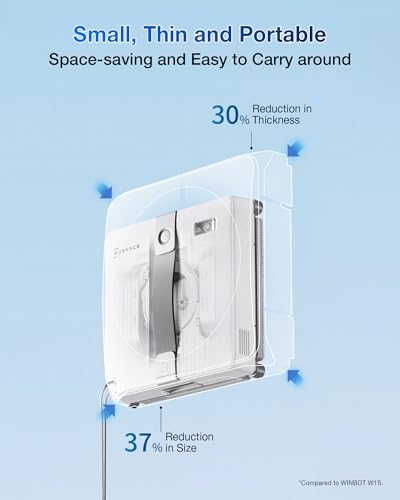 ECOVACS WINBOT Mini Robot Limpiacristales - Diseño Compacto, Boquillas Dobles con Pulverizador Ultrasónico, Sistema de Protección de 9 Etapas, Planificación Inteligente de Caminos, 3 Modos de Limpieza, Sistema Antideslizante