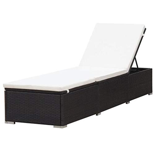Tidyard Sonnenliege Rattan mit Auflage Gartenliege Liegestuhl Rattanliege Outdoor Sonnenstuhl Gartenmöbel Relaxliege für Garten Balkon Terrasse Schwimmbad, Braun – Bild 6