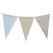 Ling's Moment 15pcs Paper Banner Flags Triangle Flags Banner Vintage Style Pennant Banner for Wedding, Baby Shower, Event & Party Supplies, Photograph Props(Gray+Pastel Blue+Silver Glitter)