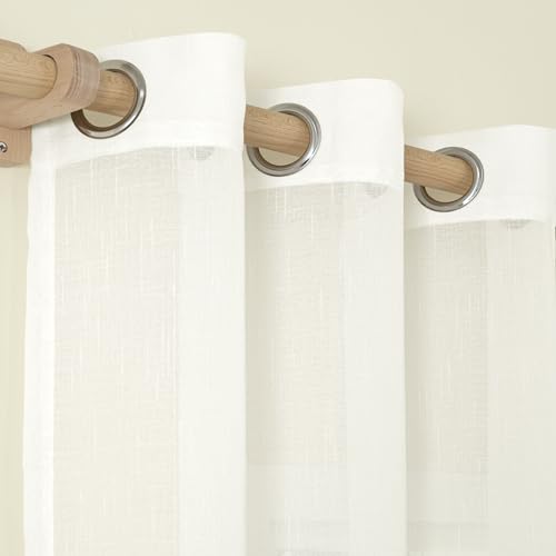 BGMENT SHEER LINEN CURTAINS FOR LIVING ROOM 2 PANELS SET, SEMI SHEER CURTAINS 120 INCH LENGTH FOR BEDROOM LIGHT FILTERING CURTAINS & DRAPES WITH GROMMET, EACH 2 PANELS, 52 X 120 INCH, CREAM WHITE
