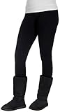 Women's Fleece Leggings with Seamless Front & Rear Panels and Wide Line Pattern