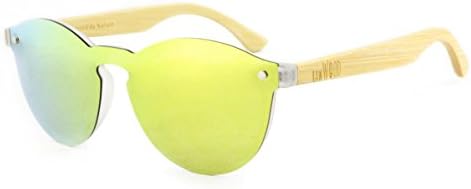 RawWood Rimless Full Front Wood Sunglasses Bamboo Mirrored Polarized Lenses