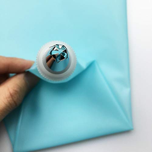 AukCherie - Set di 8 beccucci per Pasticceria, in Acciaio Inossidabile, 6 beccucci, 1 Tasca da Pasticceria, 1 accoppiatore, Kit Fai da Te per Decorazione di Torte (Blue 1)