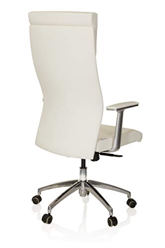 hjh-OFFICE-600410-Sedia-da-ufficioSedia-presidenziale-MONZA-20-pelle-avorio-meccanismo-sincronizzato-schienale-alto-braccioli-con-cuscinetti-in-pelle-elegante-robusta-base-alluminio