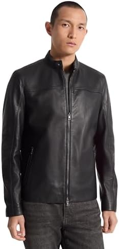 ANDREW MARC本切羽黒レザージャケット シングルブレスト Andrew Marc Men's Jacket, 13, Small at Amazon Men's Clothing store