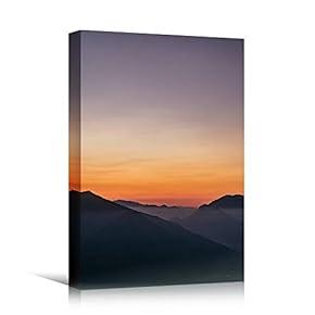 signwin Canvas Wall Art Mountain Sunset Coastal Orange...