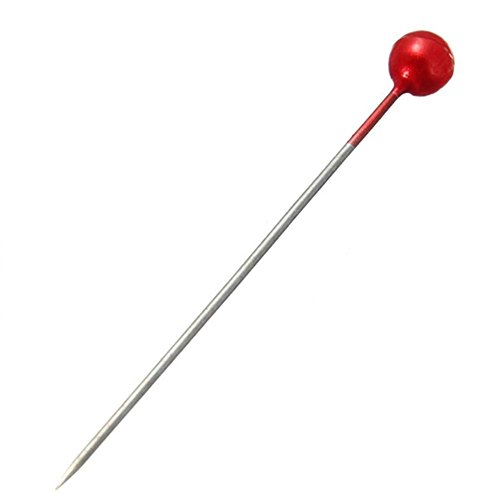 Wetco 800 Pcs 3.5 cm Round Pearl Head Pins Dressmaking Pins Corsage Florists Weddings Sewing Pin (Red)