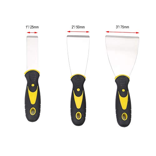 3D Printer Parts and Accessorie, 3 in 1 Removal Tools Kit Putty Knife 1" 2" 3" Set Stainless Steel Putty Scrapers Tool for 3D Printer Heated Bed Platforms