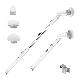 Homitt Electric Spin Scrubber Power Brush Floor Scrubber, Cordless Shower Scrubber with Adjustable Extension Arm and 3 Replaceable Bathroom Scrubber Cleaning Brush Heads for Tub, Tile, Floor