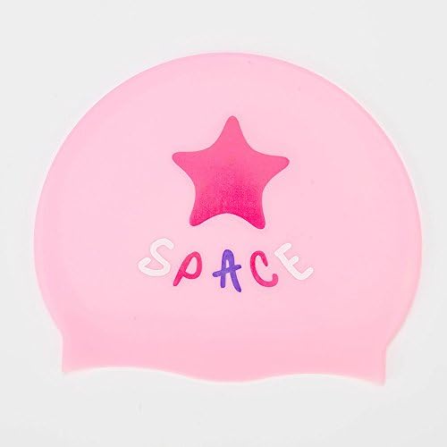 Newerlives Silicone Junior Swimming Cap, Silicone Waterproof Swim Pool &amp; Bathing Cap, Thick &amp; Short Hair Rubber Swim Hat,For 3-18 years old child,Kids (pink)