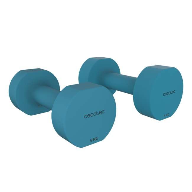 Cecotec Drumfit 500 DoubleNeo Dumbbell Set of 2 Dumbbells, 5 kg each, Neoprene Coating, Compact and Anti-Rolling Design, Strength, Mobility, Balance and Resistance Training