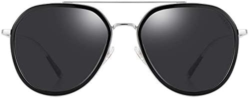Fashion Polarized Sunglasses for Women-PARZIN Cat Eye Mirrored Flat Lenses Metal Frame UV400 100% Blocking travel Round Sun Glasses with case