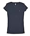 Tommy Hilfiger Womens V-Neck Solid Color Logo T-Shirt - XL - Navy