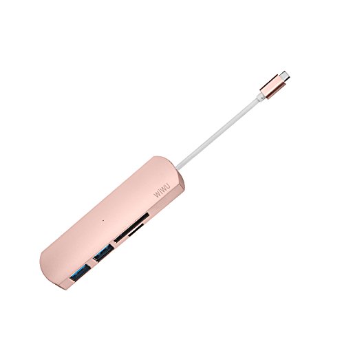 Type C USB Adapter,Dream Wings USB Type C Convertor Cable Memory Card Reader HUB with 2 USB 3.0 +1SD+1Micro SD Ports for Apple New MacBook 12 inch / 2016,2017 MacBook Pro 13 inch 15 inch (Rose Gold)