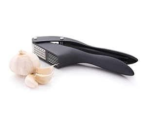 Image of Garlic Press - Garlic Press Kit with Garlic Mincer and Garlic Slicer - Garlic Chopper - Kitchen Garlic Press with Soft Handles & Large Capacity - Best Ergonomic Garlic Press - Black Garlic Press