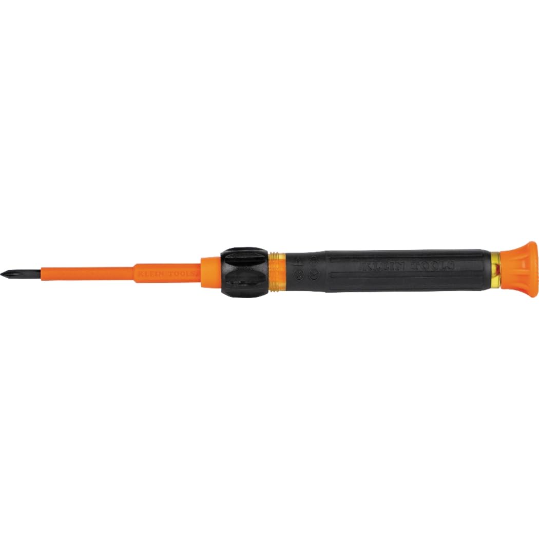 KLEIN TOOLS 32581INS Precision Screwdriver, 2-in-1 Insulated Screwdriver with No. 0 Phillips and 1/8-Inch Slotted Bits