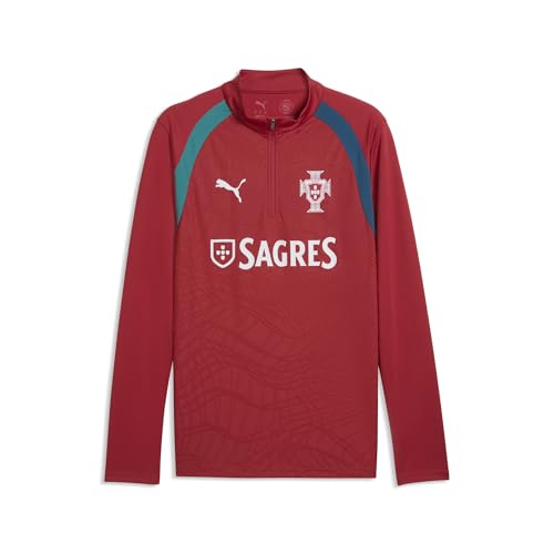 PUMA Men's FA Portugal Training 1/4 Zip Top, Club Red-Silver Mist SS26, Small F…