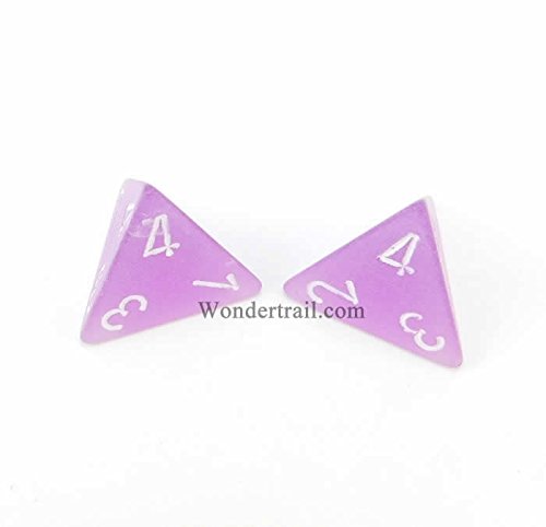 WCXPF0407E2 Purple Frosted D4 Dice 2pc White Numbers Aprox 16mm