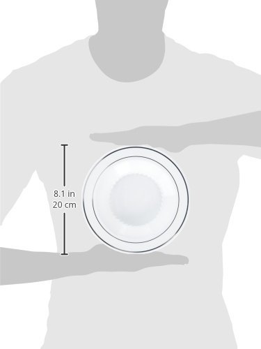 Fineline Settings 15-Piece Silver Splendor with Silver Round China-Like Bowl, 12-Ounce, White
