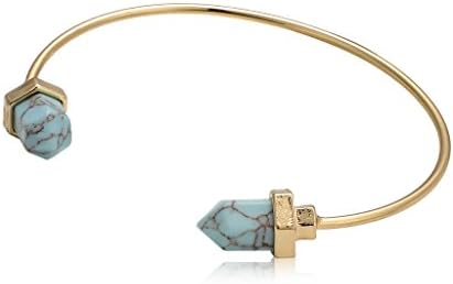 Women Birthstone Blue Turquoise Colored Adjustable Bangle Bracelets Gold Tone Wire Bracelet Cuff Bangles