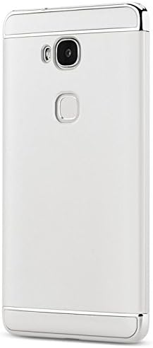 Honor 5x case with Tempered Glass Screen Protector Included, CAPY 3 In 1 Ultra Thin and Slim Hard Case Coated Non Slip Matte Surface with Electroplate Frame for Huawei Honor 5x -- Silver