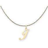 The Black Bow 14k Yellow Gold Small Fancy Script Initial J Necklace