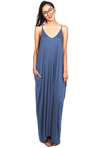 chinese dress ladies Pink Ice Women's Trendy Harem Cut Maxi Dress W Pockets (Large, Mauve) main image 0
